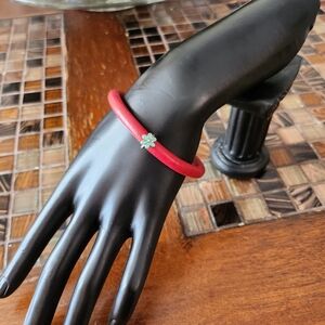 Endless Rolled Red Leather Bracelet with Charm